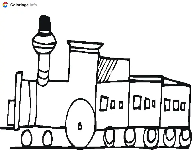 Coloriage Train avec 3 wagons - Train à imprimer