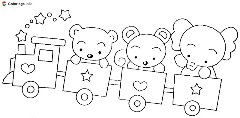 Coloriage Train de peluches - Train à imprimer