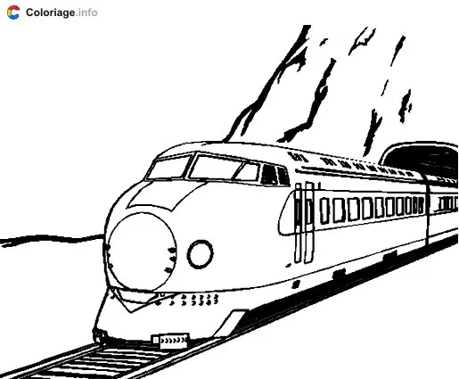 Coloriage Train qui sort du tunnel - Train à imprimer
