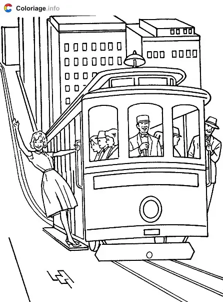 Coloriage Tramway de San Francisco - Train à imprimer