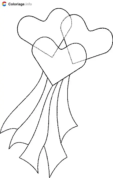 Coloriage Trois cœurs - Mariage à imprimer
