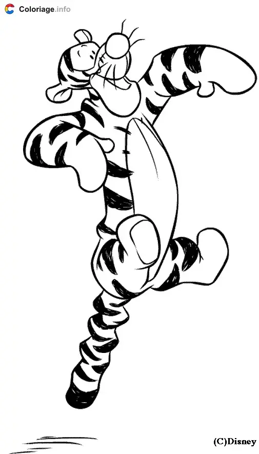 Tigger Bouncing Around coloring page to print