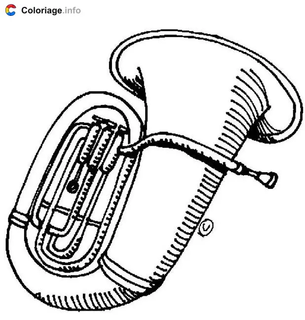 Coloriage Tuba 2 - Instruments de musique à imprimer