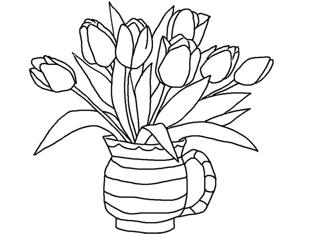 Coloriage Tulipes Plantes Herbacees - Tulipe à imprimer