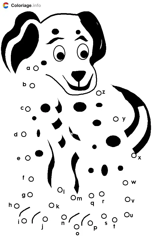 Coloriage Un chien dalmatien - Points a relier à imprimer