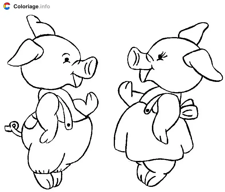 Coloriage Un cochon et une truie - Cochons à imprimer