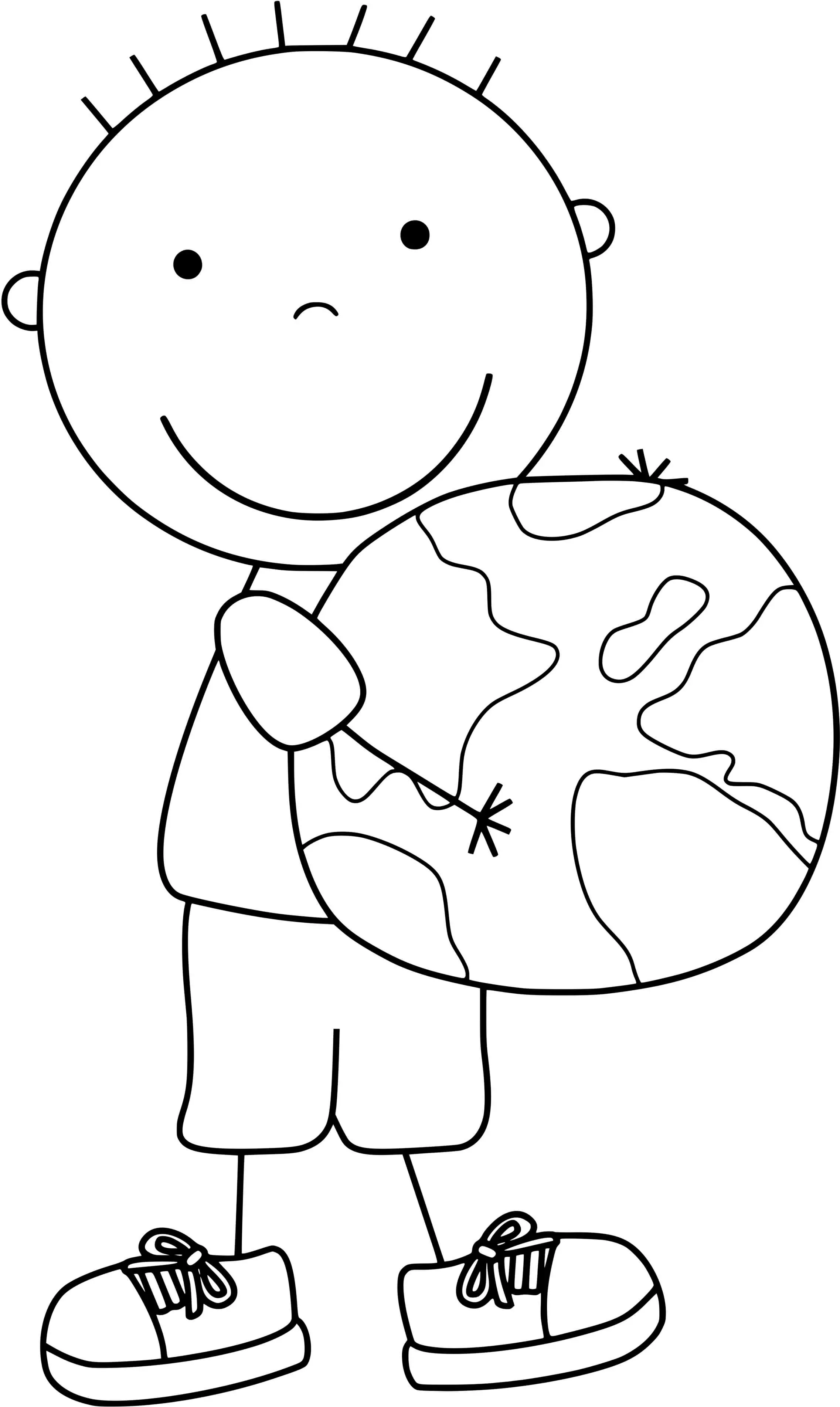 Coloriage Un Enfant Avec La Planète Terre Jour De La Terre - Planète à imprimer