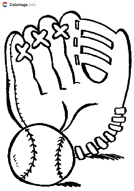 Coloriage Un gant et une balle de baseball - Baseball à imprimer