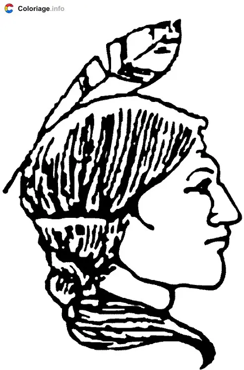 Coloriage Un Indien avec une plume dans les cheveux - Indiens à imprimer
