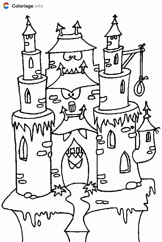 Coloriage Un manoir hante à colorier - Manoirs hantés à imprimer
