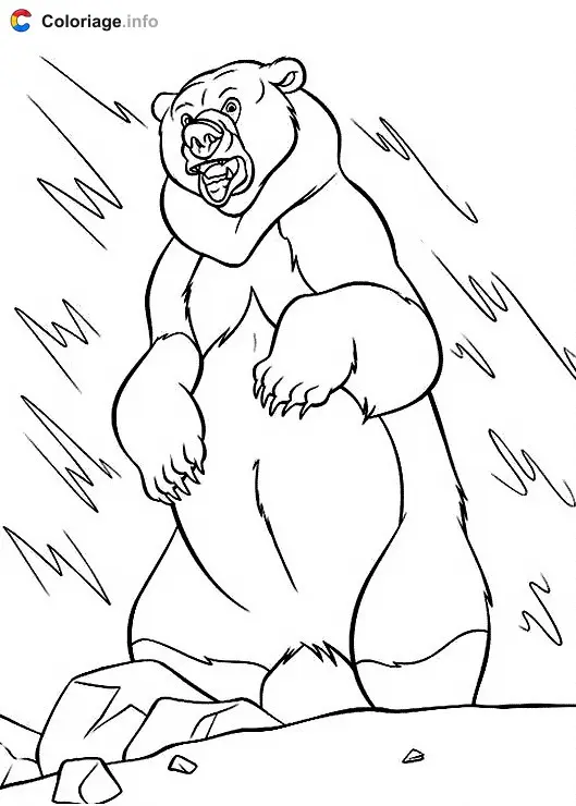 Coloriage Un ours debout sous la pluie - Ours à imprimer