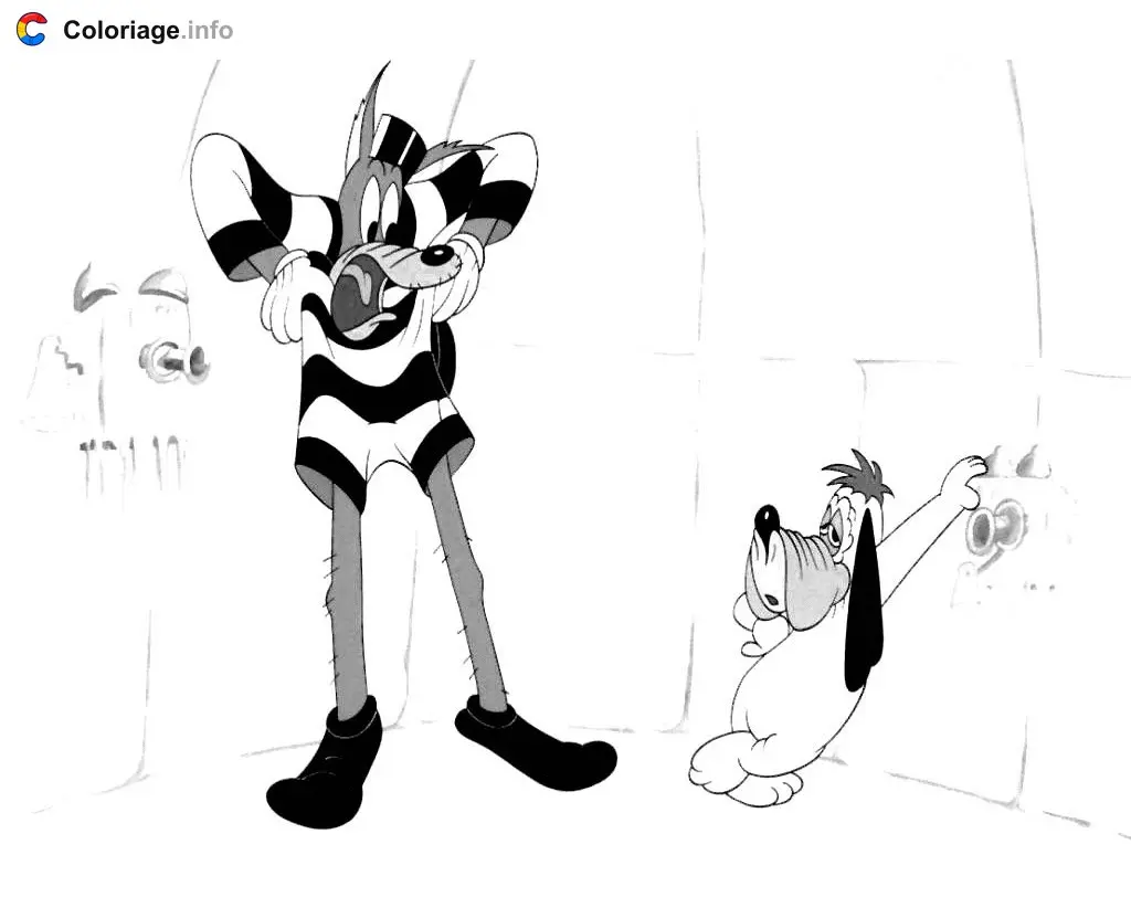 Coloriage Un prisonnier avec Droopy - Droopy à imprimer