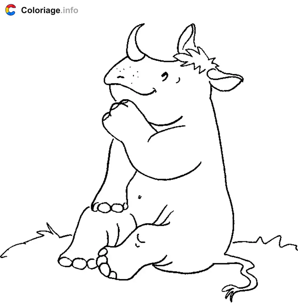 Coloriage Un rhinocéros assis - Rhinocéros à imprimer