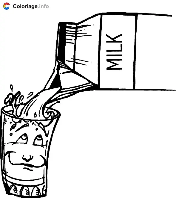 Coloriage Un verre de lait frais - Boissons à imprimer