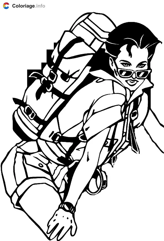 Coloriage Une alpiniste en tenue d'été - Alpinisme à imprimer