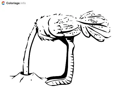 Coloriage Une autruche qui se cache avec sa tête dans un trou - Autruche à imprimer