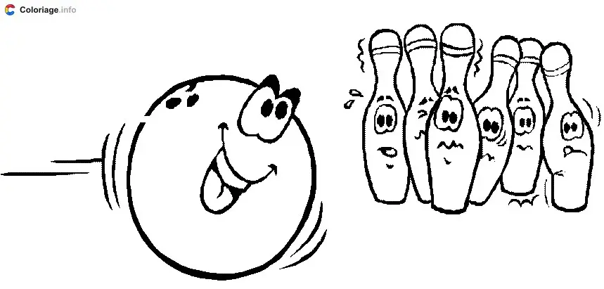 Coloriage Une boule et des quilles de bowling - Bowling à imprimer