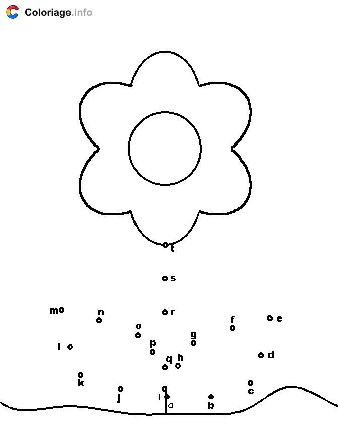 Coloriage Une fleur avec ses feuilles - Points a relier à imprimer