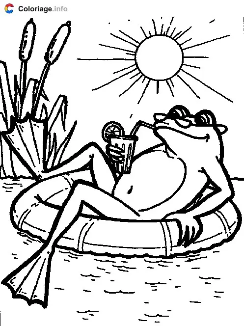 Coloriage Une grenouille au soleil - Grenouille à imprimer