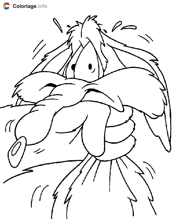 Coloriage Une main tient Coyote par le cou - Bip Bip et Coyote à imprimer