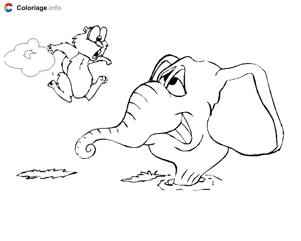 Coloriage Une marmotte et un éléphant - Marmotte à imprimer