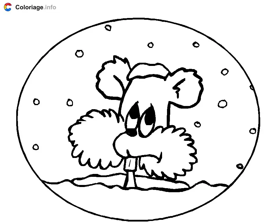 Coloriage Une marmotte sous la neige - Marmotte à imprimer