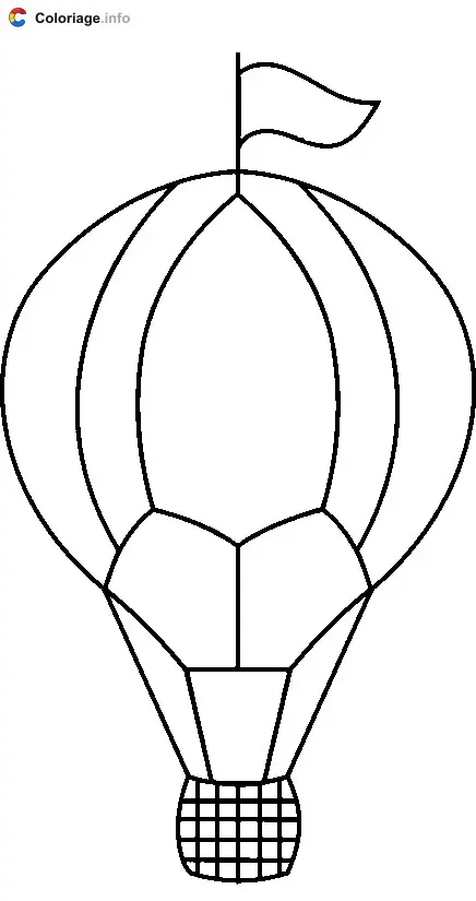 Coloriage Une montgolfière avec un drapeau - Montgolfière à imprimer