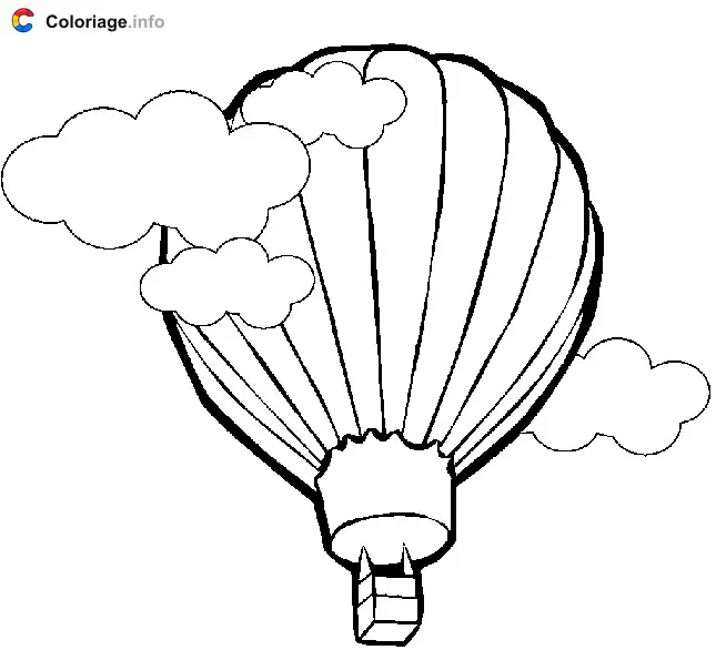 Coloriage Une montgolfière dans les nuages - Montgolfière à imprimer