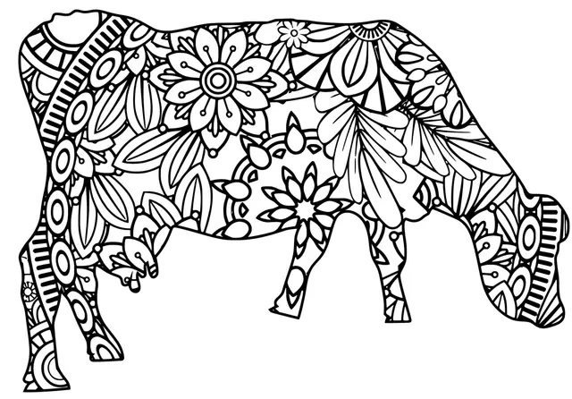 Coloriage Vache Mandala Adulte - Vache à imprimer