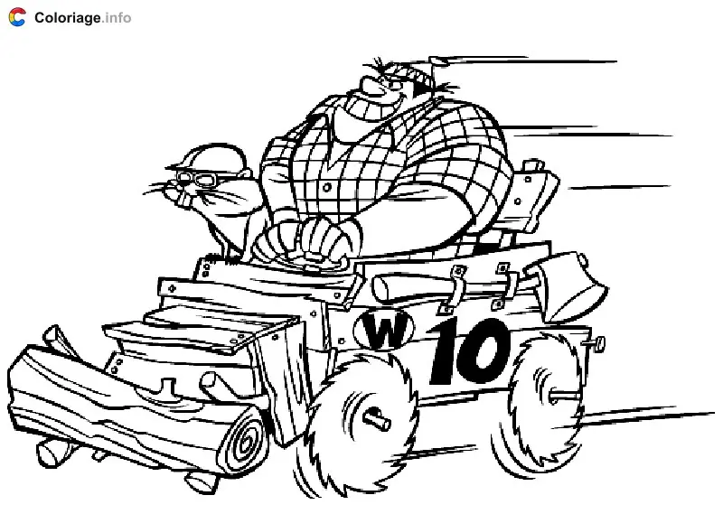 Coloriage Véhicule de Rufus la Rondelle et Saucisson - Les Fous du volant à imprimer