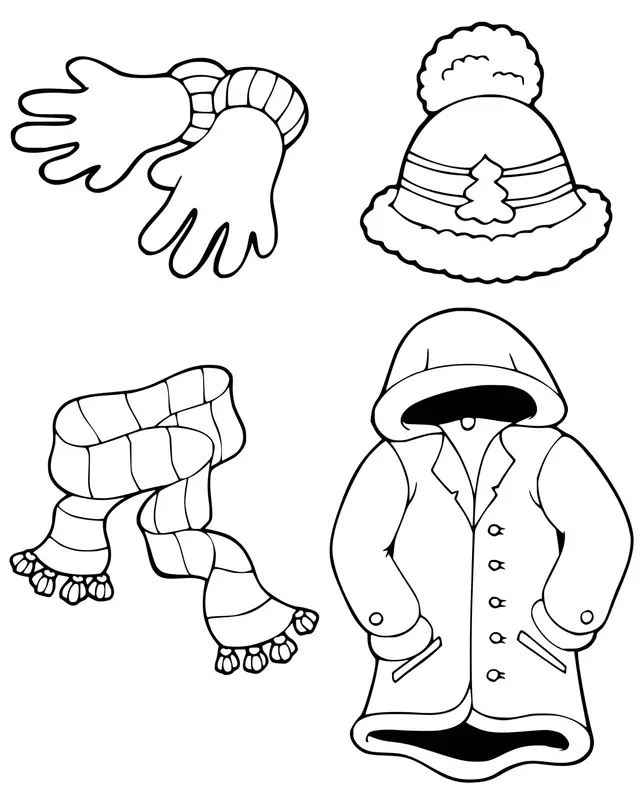 Coloriage Vetements D'hiver - Hiver à imprimer