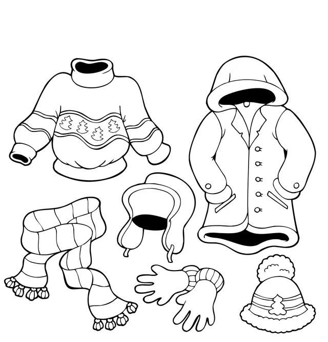 Coloriage Vetements Dhivers Maternelle - Sport à imprimer