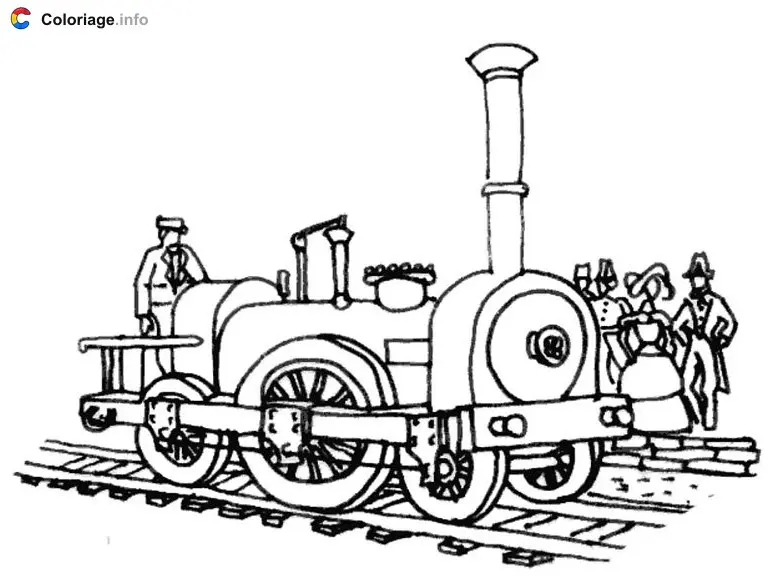 Coloriage Vieille locomotive - Train à imprimer