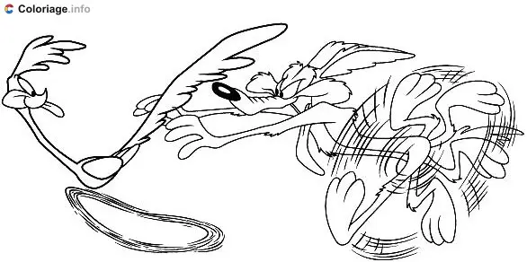 Coloriage Vil Coyote poursuit Bip Bip - Bip Bip et Coyote à imprimer