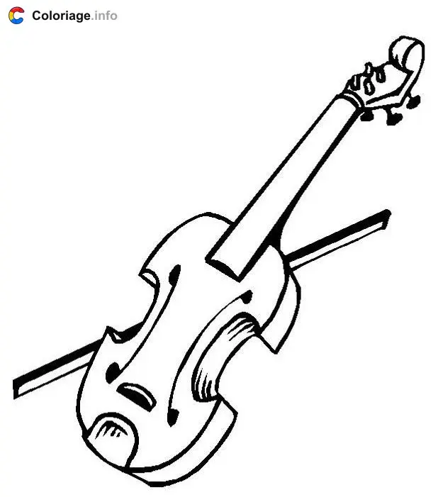 Coloriage Violon et archet - Instruments de musique à imprimer