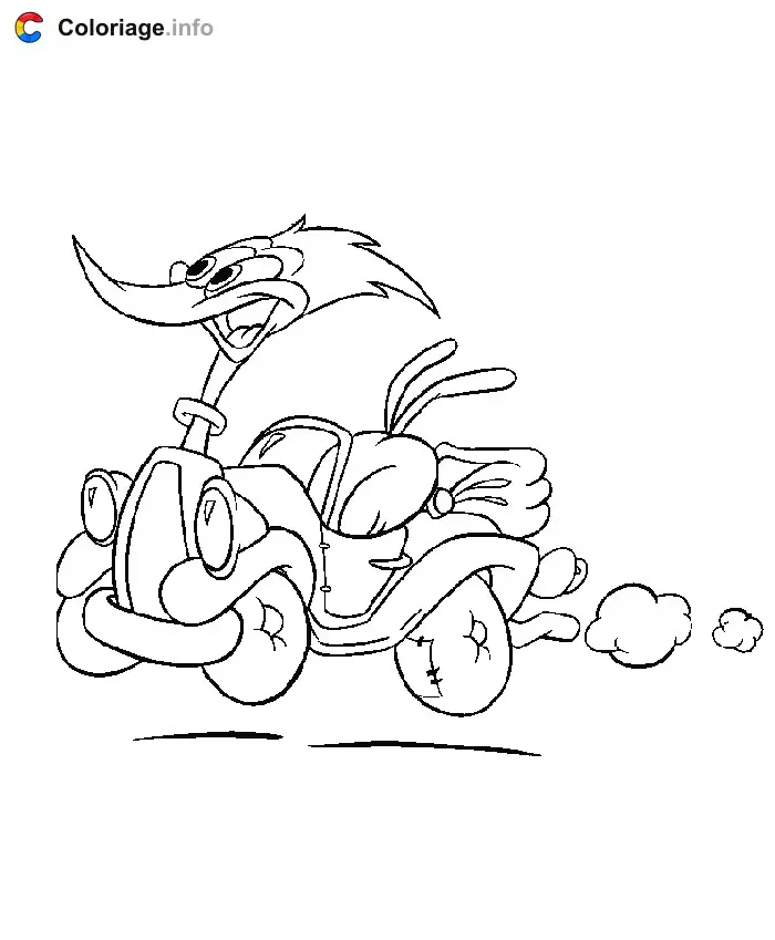 Coloriage Voiture Woody Woodpecker - Woody Woodpecker à imprimer