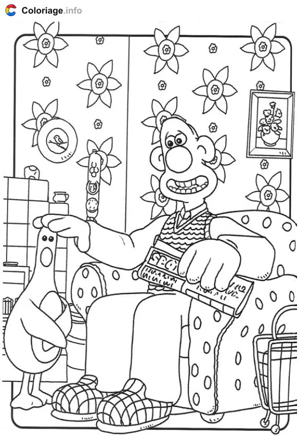 Coloriage Wallace et Feathers McGraw - Wallace et Gromit à imprimer