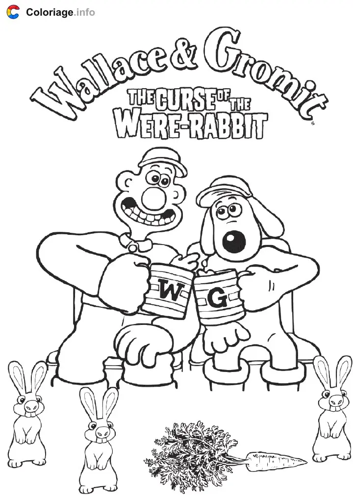 Coloriage Wallace et Gromit et le mystère du lapin-garou - Wallace et Gromit à imprimer