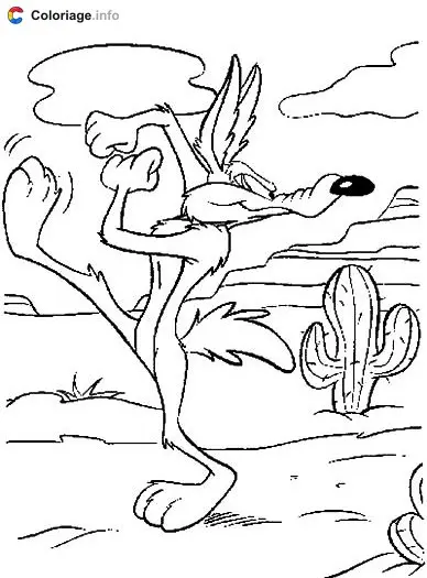 Coloriage Wile E. Coyote dans le désert - Bip Bip et Coyote à imprimer
