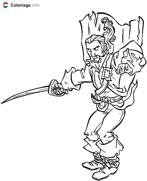 Coloriage Will Turner avec son épée - Pirates à imprimer