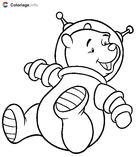 Winnie the Pooh in Space coloring page to print