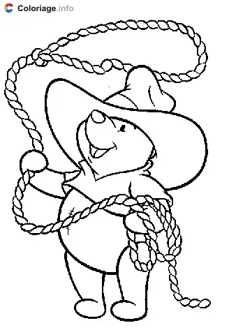 Winnie the Pooh Cowboy with Lasso coloring page to print