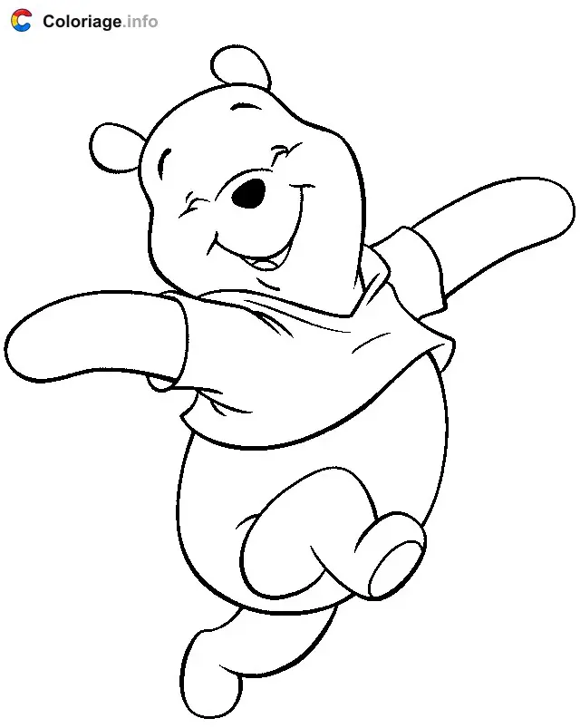 Winnie the Pooh is Happy coloring page to print