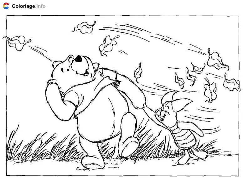 Coloriage Winnie et Porcinet contre le vent - Porcinet à imprimer