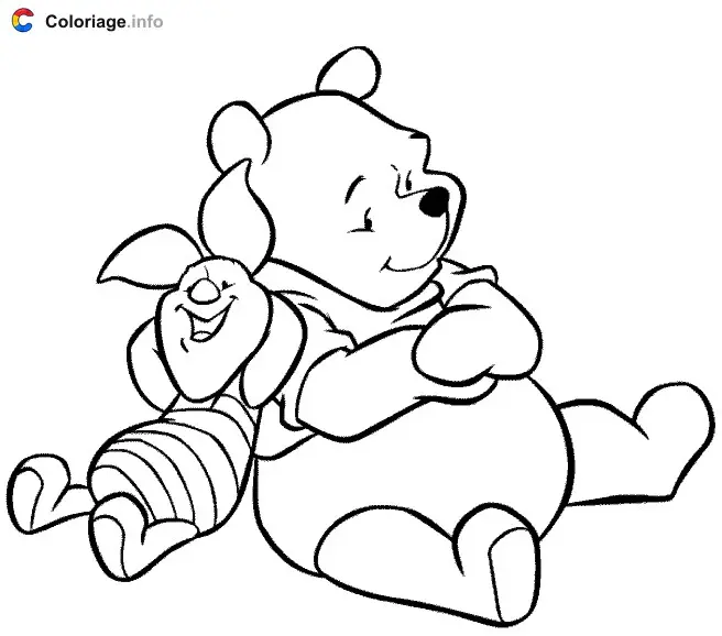 Winnie and Piglet's Nap Time coloring page to print