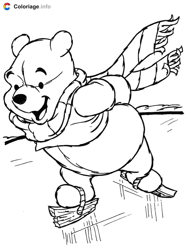 Winnie the Pooh Ice Skating coloring page to print