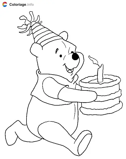 Winnie Celebrates a Birthday coloring page to print