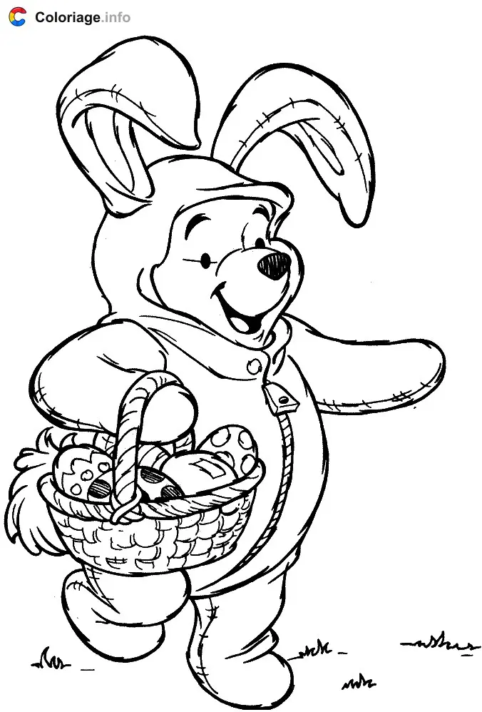 Winnie Dresses Up as Coco the Rabbit coloring page to print