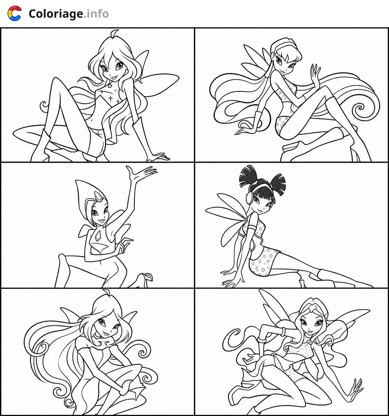 Coloriage Winx Club Les filles magiques - Winx à imprimer