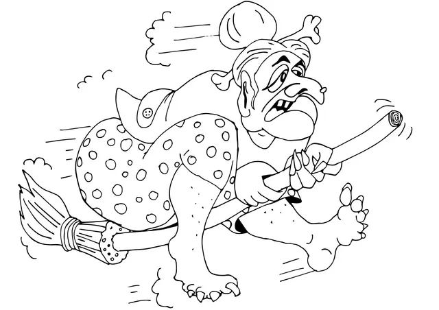 Coloriage Witch On Broom Halloween - Halloween à imprimer